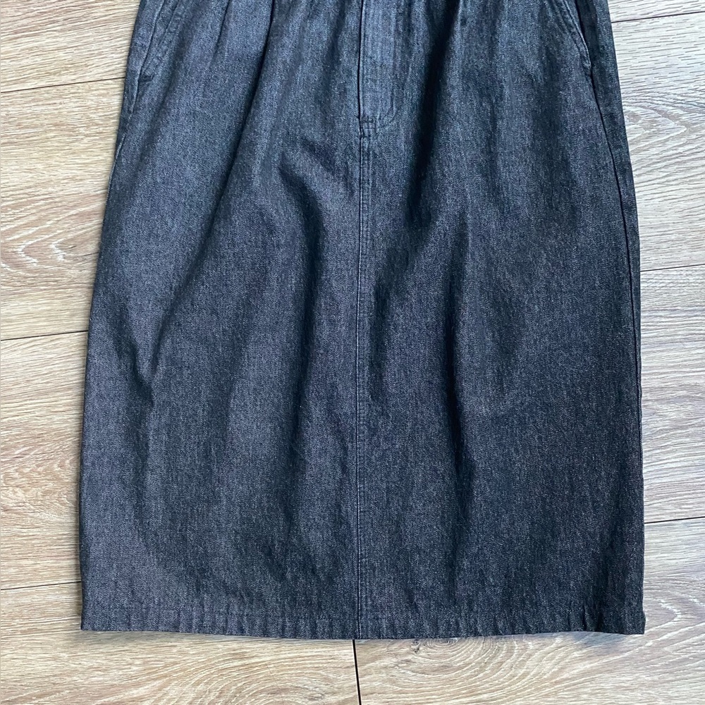 Lands' End Charcoal Grey Denim Midi A-Line Skirt Size S-Medium - Picture 7 of 10